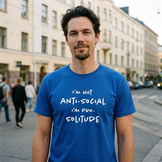 Man wearing the Solitude Finnish t-shirt by Very Finnish Problems