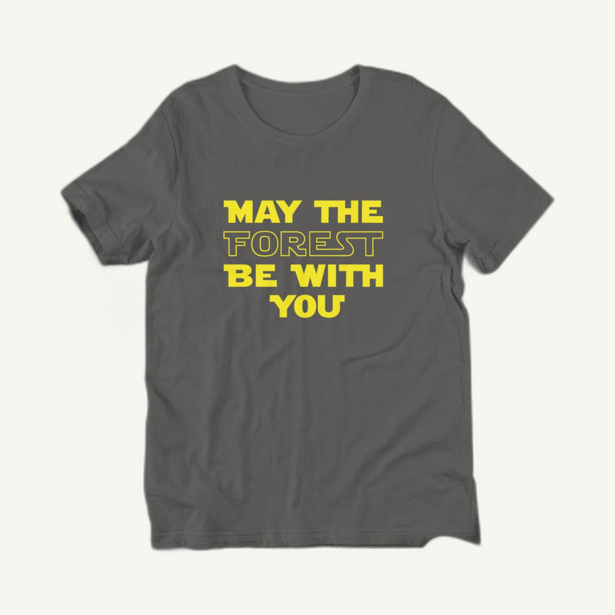 May the Forest Be with You t-shirt in asphalt grey, clean front view, Very Finnish Problems