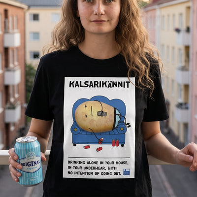 Kalsarikännit, print close-up for product cards