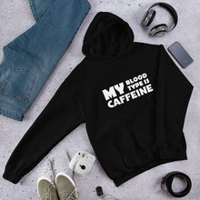 Load image into Gallery viewer, Caffeine Blood Type Unisex Hoodie