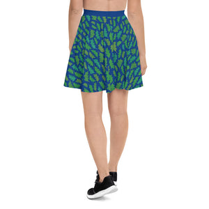 Forest Leaves (Blue) Skater Skirt