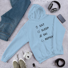 Load image into Gallery viewer, Eat Sleep Ski Repeat Unisex Hoodie