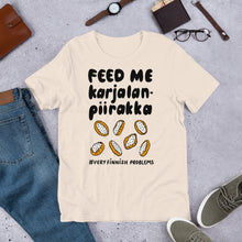 Load image into Gallery viewer, Feed Me Karjalanpiirakka Unisex T-Shirt
