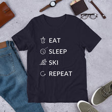 Load image into Gallery viewer, Eat Sleep Ski Repeat Unisex T-Shirt