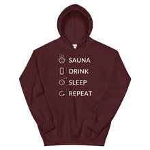 Load image into Gallery viewer, Sauna, Drink, Sleep, Repeat Unisex Hoodie