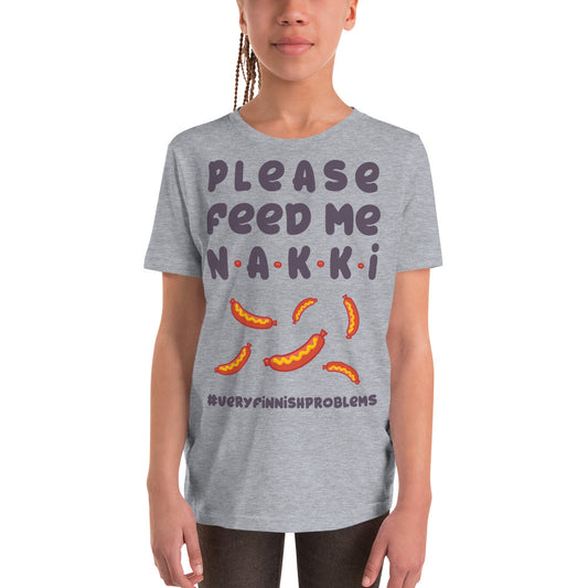 Feed Me Nakki Finnish Food Youth T-Shirt - alternate view - Very Finnish Problems