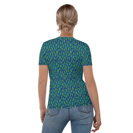 Forest Leaves (Blue) Finnish Women's T-Shirt - alternate view - Very Finnish Problems