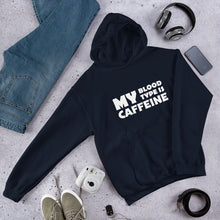 Load image into Gallery viewer, Caffeine Blood Type Unisex Hoodie