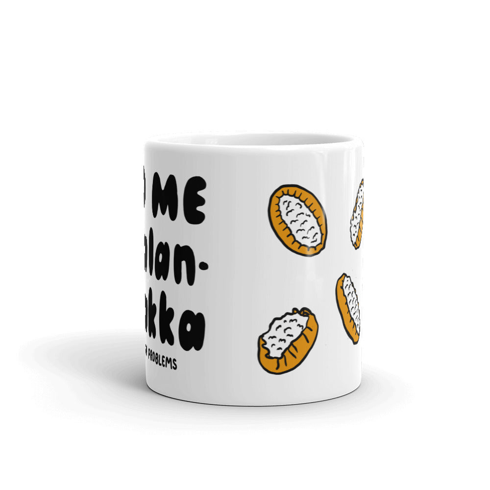 Feed Me Karjalanpiirakka Finnish Food Mug - alternate view - Very Finnish Problems