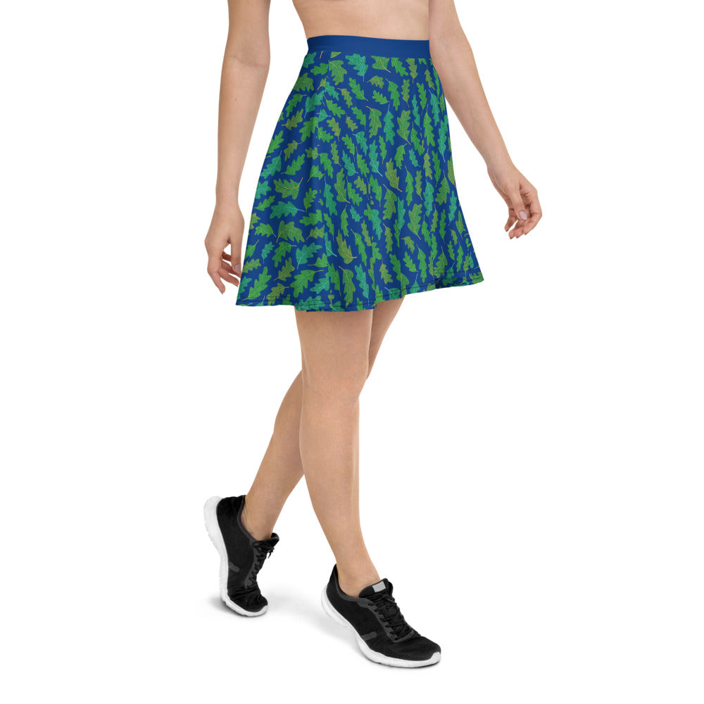 Forest Leaves (Blue) Skater Finnish Nature Skirt - Finnish skirt from Very Finnish Problems