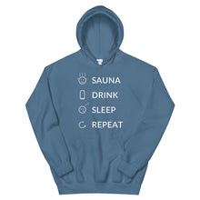 Load image into Gallery viewer, Sauna, Drink, Sleep, Repeat Unisex Hoodie