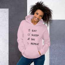 Load image into Gallery viewer, Eat Sleep Ski Repeat Unisex Hoodie
