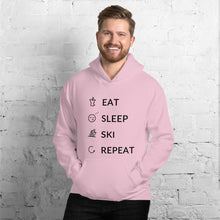 Load image into Gallery viewer, Eat Sleep Ski Repeat Unisex Hoodie