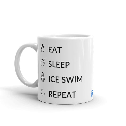 Eat Sleep Ice Swim Repeat Finnish Winter Mug - alternate view - Very Finnish Problems