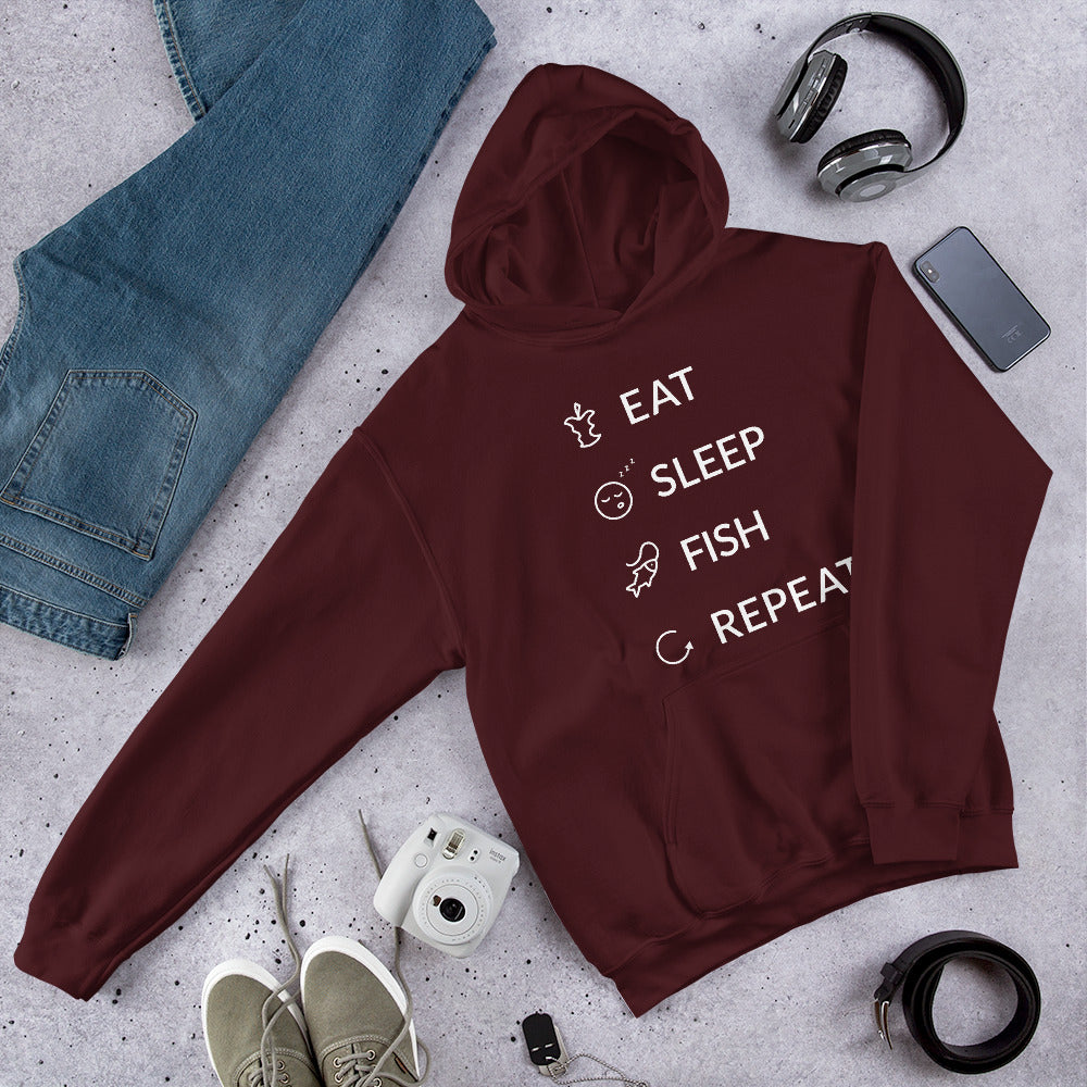 Eat Sleep Fish Repeat Finnish Food Hoodie - Finnish hoodie from Very Finnish Problems