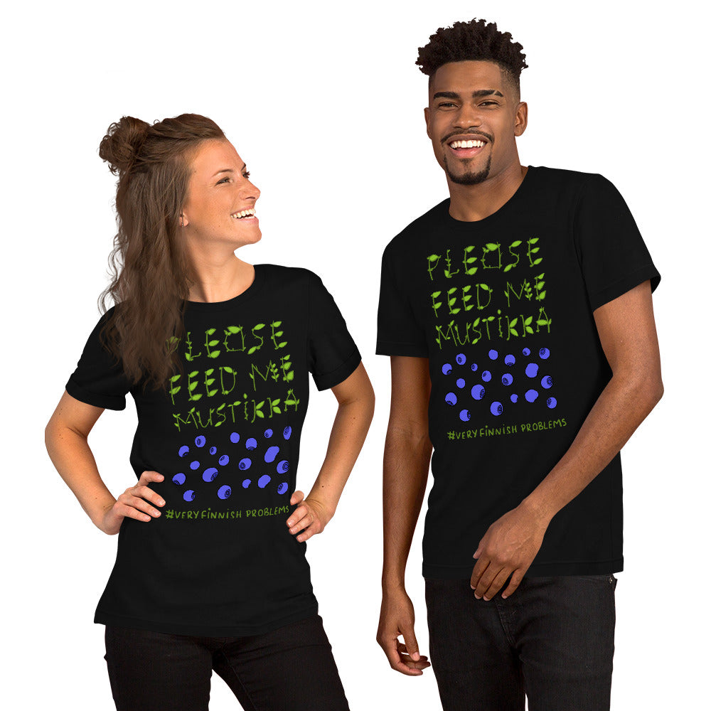 Feed Me Mustikka Finnish Food T-Shirt - Finnish t-shirt from Very Finnish Problems
