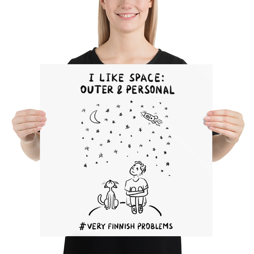 I like Space: Outer and Personal Finnish Poster - Finnish poster from Very Finnish Problems