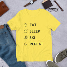 Load image into Gallery viewer, Eat Sleep Ski Repeat Unisex T-Shirt
