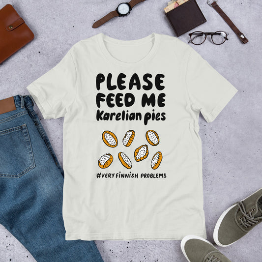 Feed me Karelian Pies II Finnish Food T-Shirt - alternate view - Very Finnish Problems