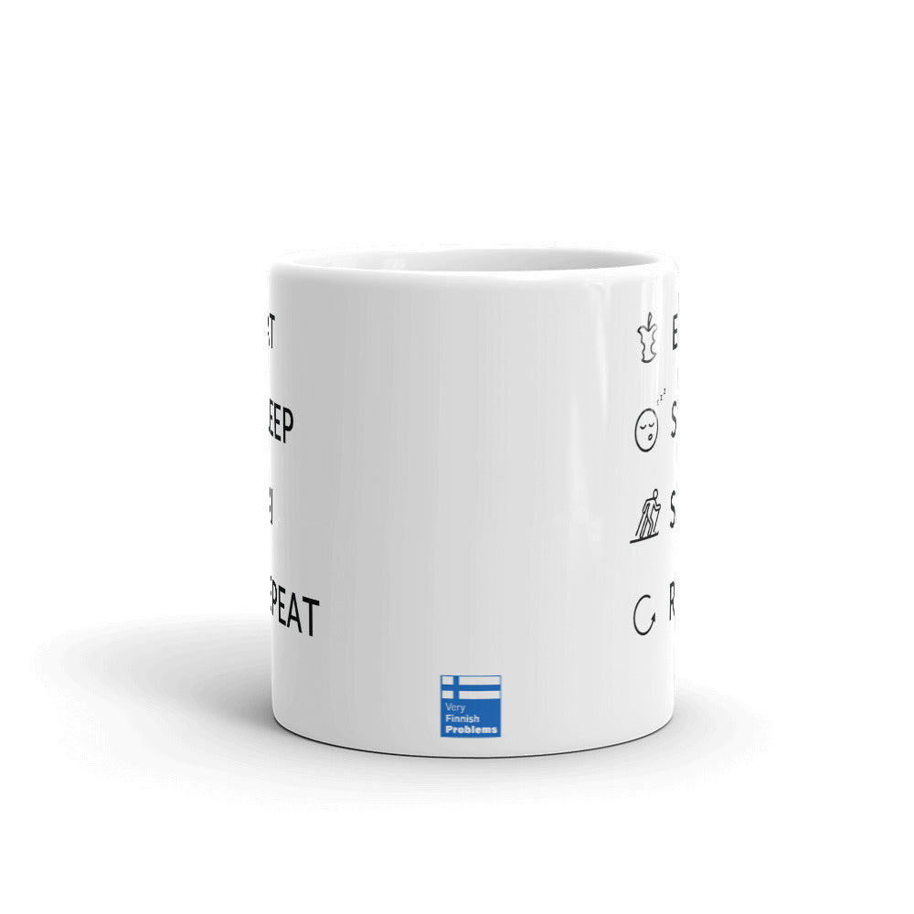 Eat Sleep Ski Repeat Finnish Winter Mug - alternate view - Very Finnish Problems