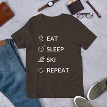Load image into Gallery viewer, Eat Sleep Ski Repeat Unisex T-Shirt