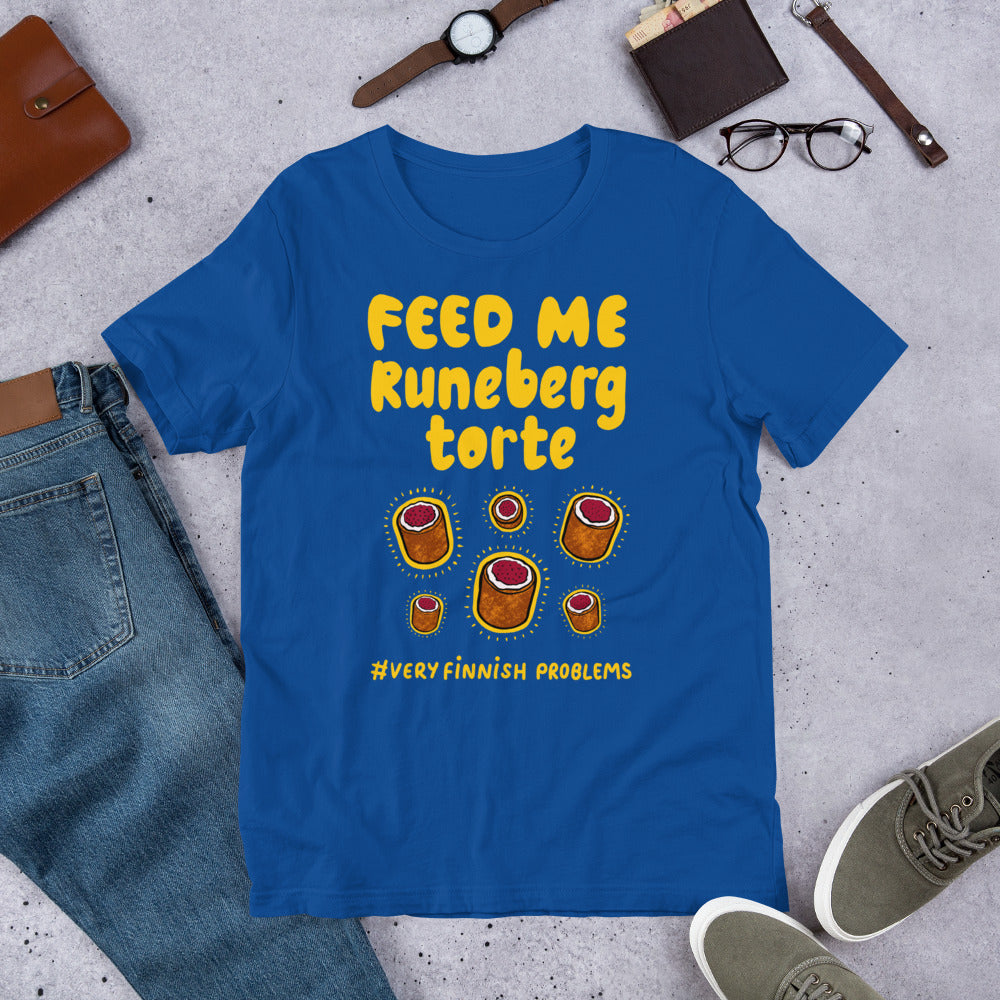 Feed Me Runeberg Torte Finnish Food T-Shirt - Finnish t-shirt from Very Finnish Problems