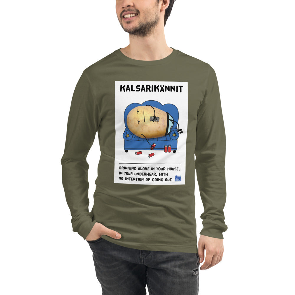 Kalsarikännit Finnish Humour Long Sleeve Tee - Finnish long sleeve tee from Very Finnish Problems