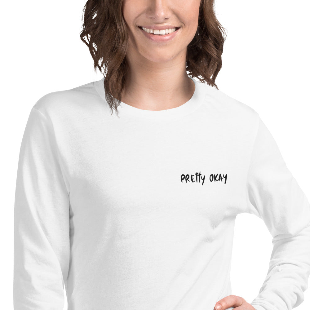 Pretty okay Embroidered Finnish Long Sleeve Tee - Finnish long sleeve tee from Very Finnish Problems