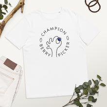 Load image into Gallery viewer, Champion blueberry picker Unisex organic cotton t-shirt