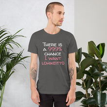 Load image into Gallery viewer, 99.9. chance of lohikeitto Unisex T-Shirt
