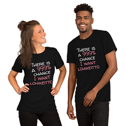 99.9. chance of lohikeitto Finnish Food T-Shirt - alternate view - Very Finnish Problems