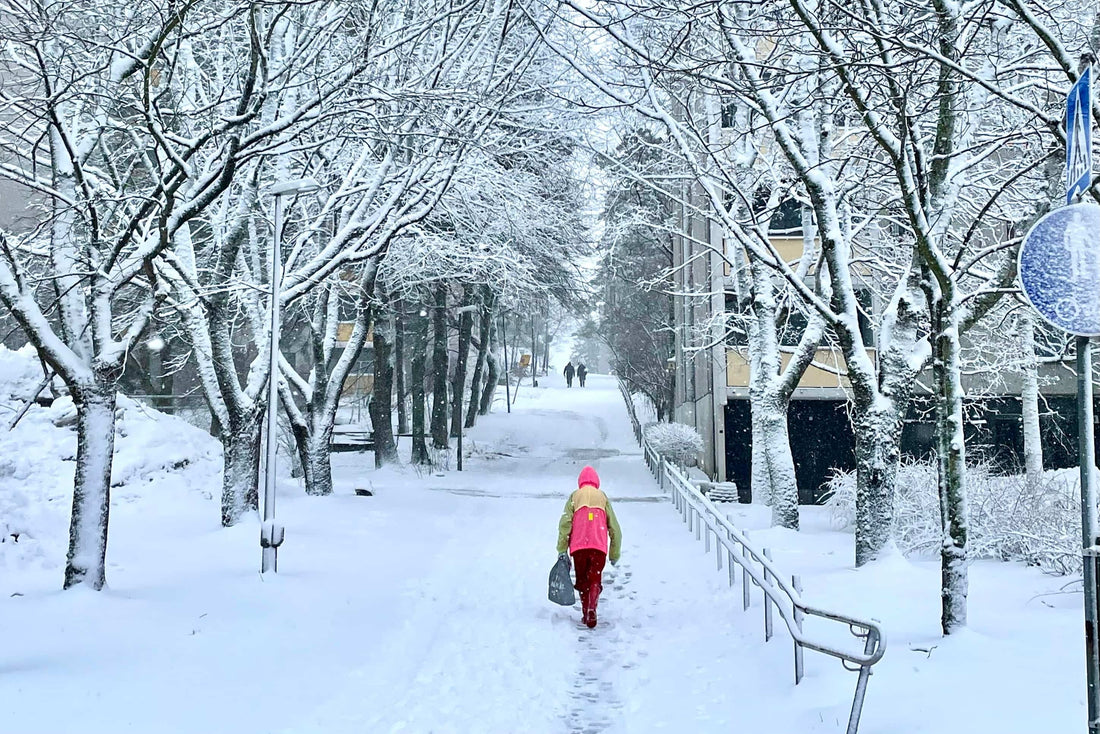 Snowy Helsinki street in winter – photo by Joel Willans
