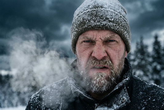 Perkele meaning — a Finn in the cold, expression of controlled frustration and resigned intensity