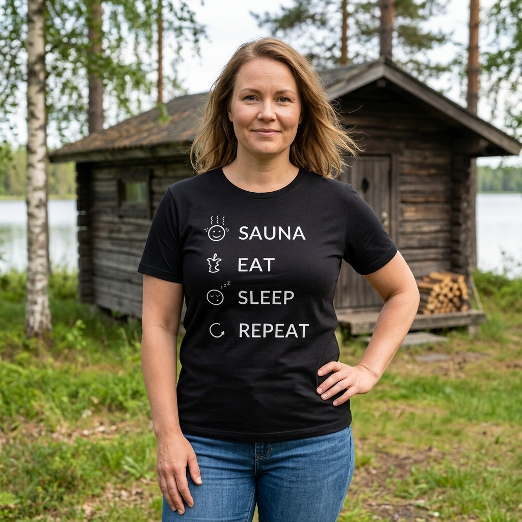 Sauna, Eat, Sleep, Repeat Finnish T-Shirt