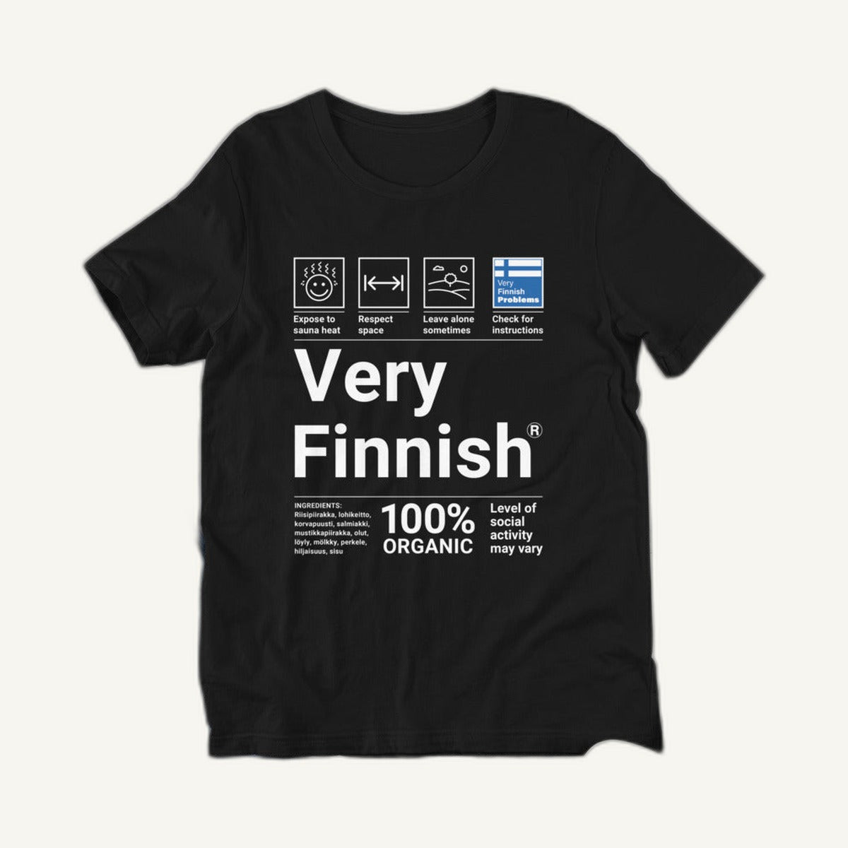 Black Very Finnish Service Manual t-shirt flat