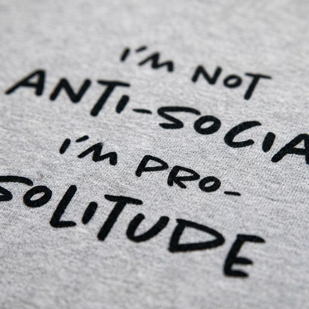 Close up of the Solitude print on t-shirt fabric by Very Finnish Problems