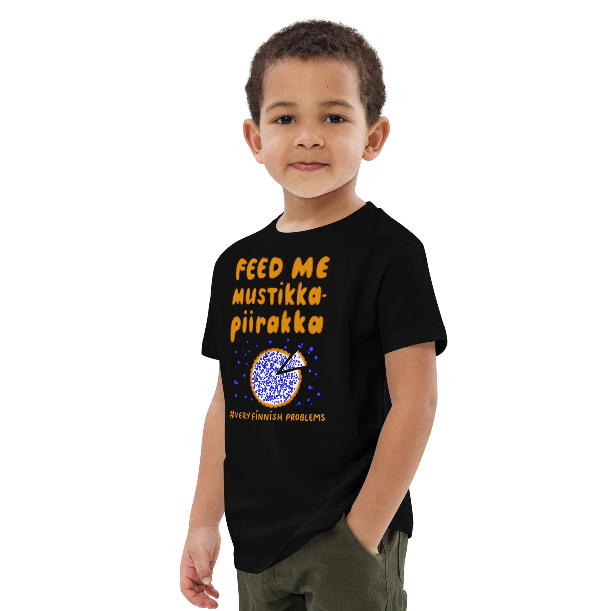 Feed me mustikkapiirakka Finnish Kids T-Shirt - alternate view - Very Finnish Problems