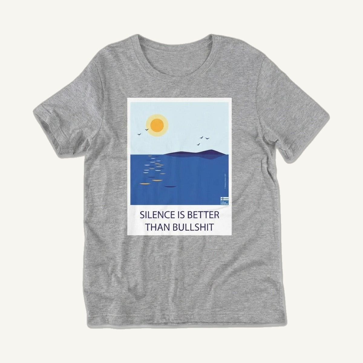Silence Is Better Than Bullshit t-shirt in athletic heather, front view