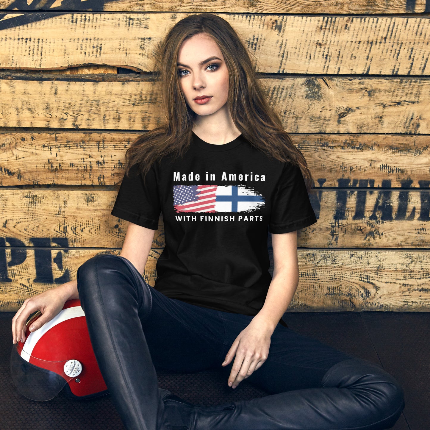 Made in America with Finnish parts Humour T-Shirt - alternate view - Very Finnish Problems