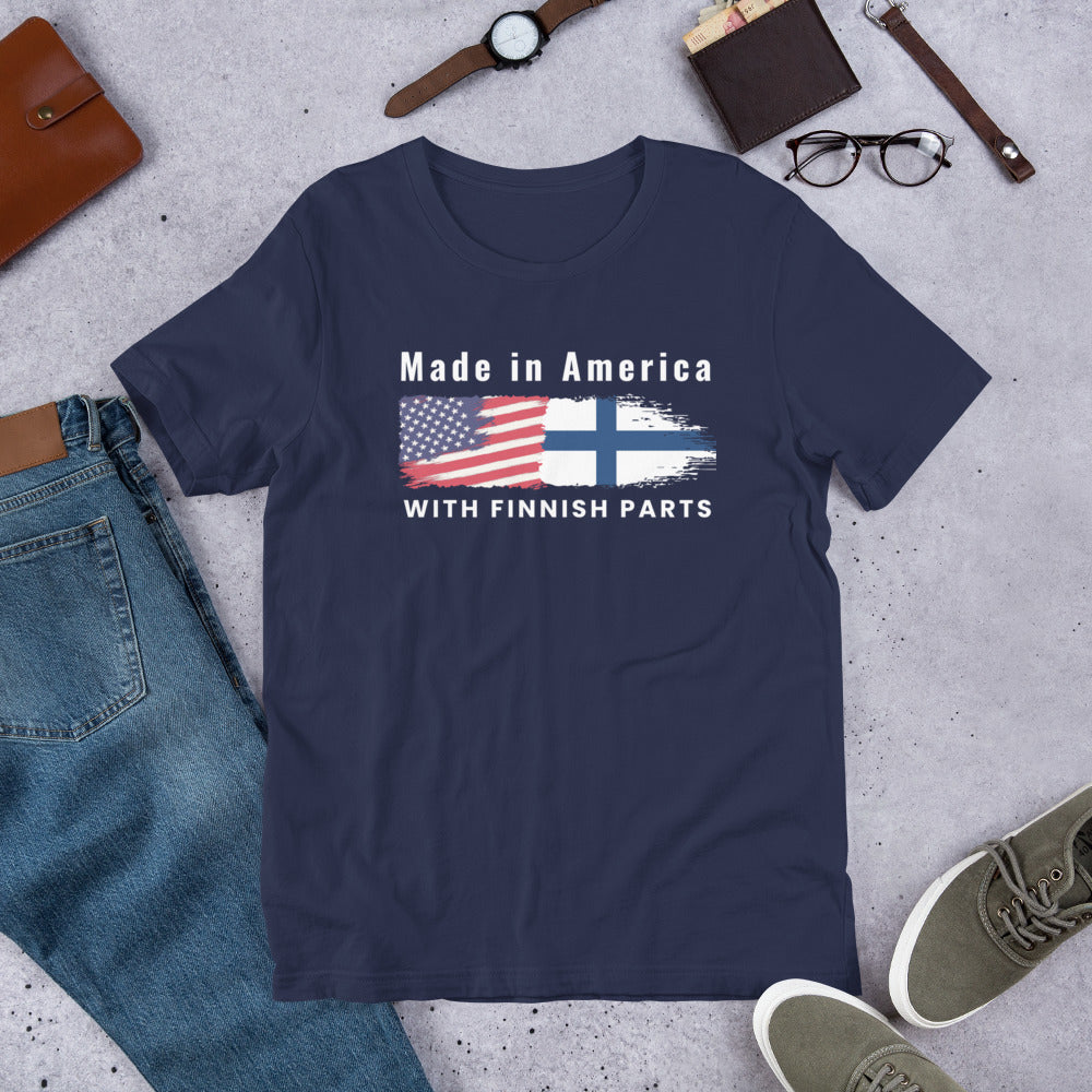 Made in America with Finnish parts Humour T-Shirt - Finnish t-shirt from Very Finnish Problems