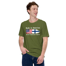 Load image into Gallery viewer, Made in America with Finnish parts unisex t-shirt
