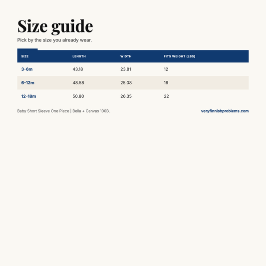 Baby Short Sleeve One Piece  Bella + Canvas 100B size guide
