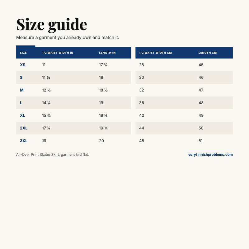 All-Over Print Skater Skirt size guide