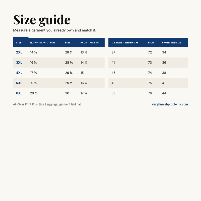All-Over Print Plus Size Leggings size guide