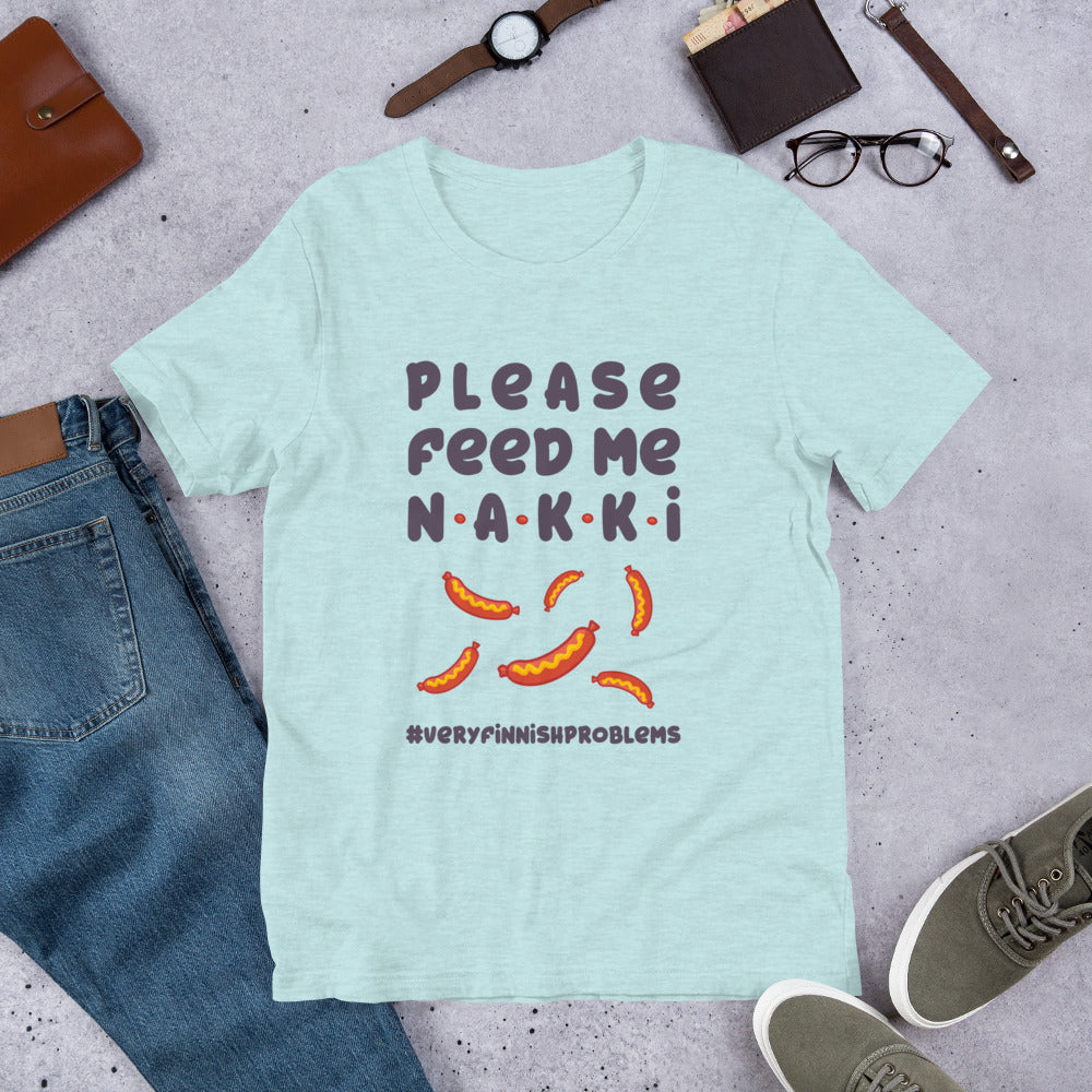 Feed Me Nakki Finnish Food T-Shirt - Finnish t-shirt from Very Finnish Problems