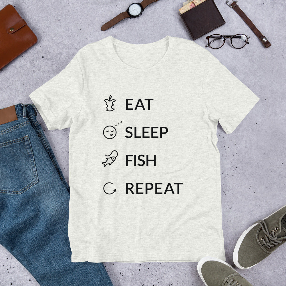 Eat Sleep Fish Repeat Finnish Food T-Shirt - alternate view - Very Finnish Problems