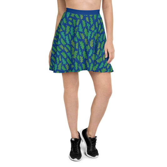 Forest Leaves (Blue) Skater Finnish Nature Skirt - Very Finnish Problems official skirt