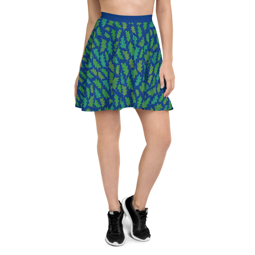Forest Leaves (Blue) Skater Skirt
