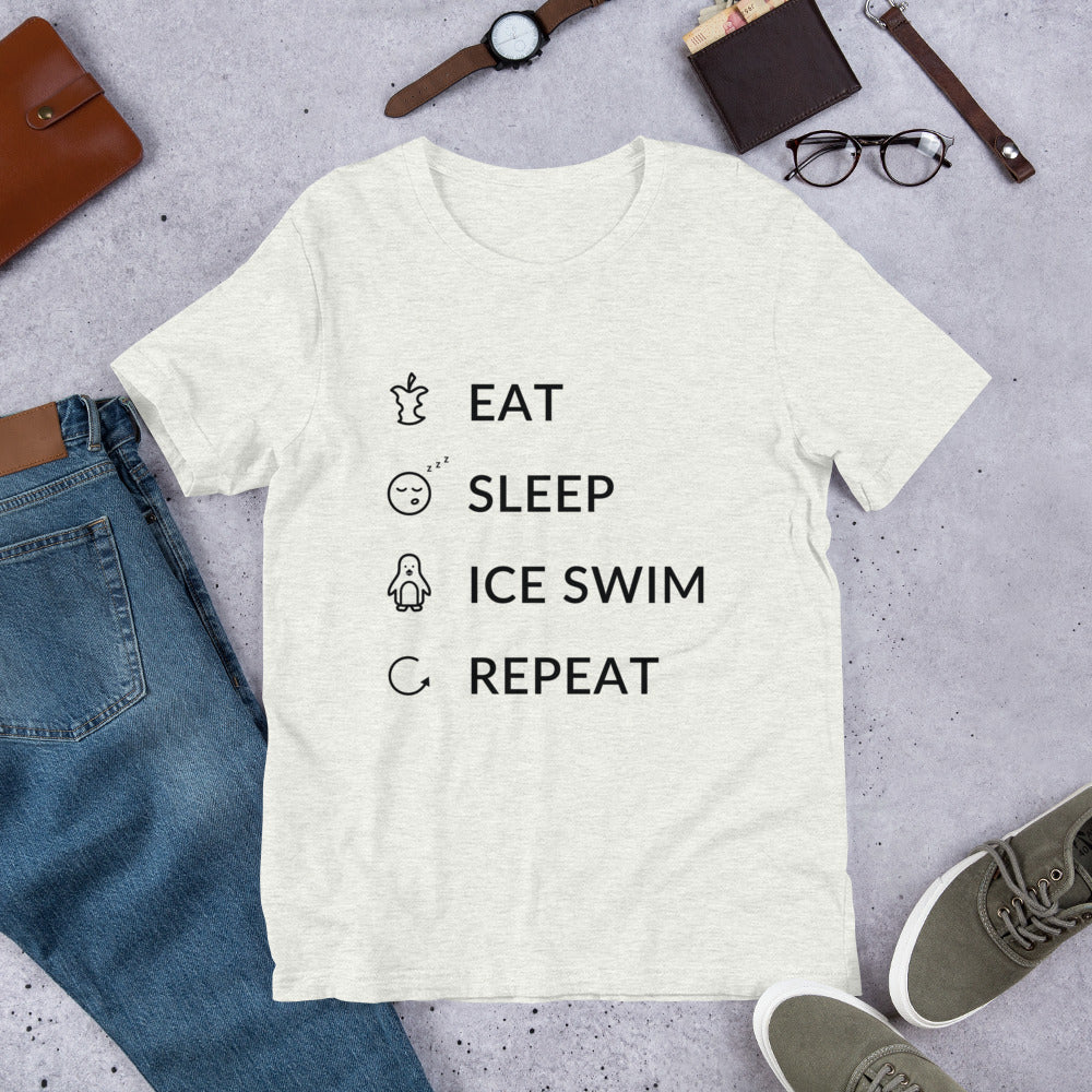 Eat Sleep Ice Swim Repeat Finnish Winter T-Shirt - alternate view - Very Finnish Problems