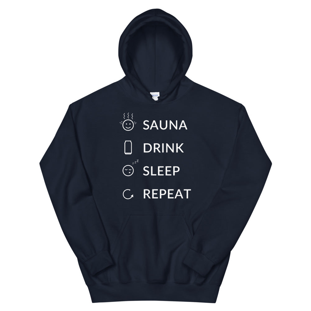 Sauna, Drink, Sleep, Repeat Unisex Hoodie - Finnish hoodie from Very Finnish Problems